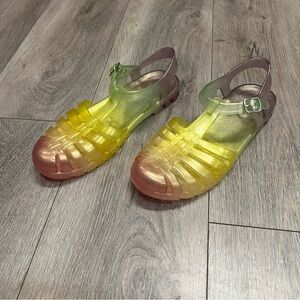 Rainbow Jelly Sandals Colorful Ombre Cat & Jack Girls Size 3 Buckle Strap